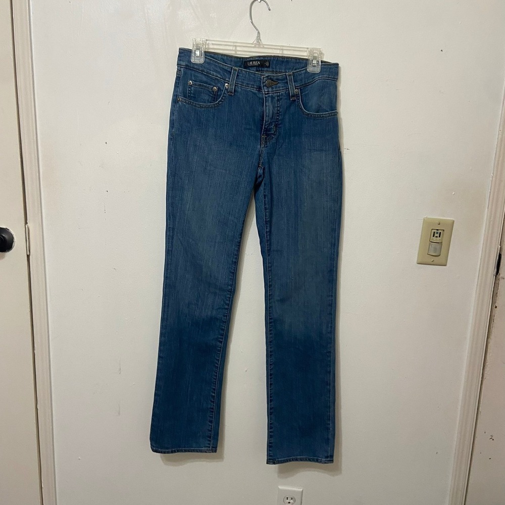 Lauren Ralph Lauren Womens Blue Denim Jeans Size 4 Straight Leg Classic Fit